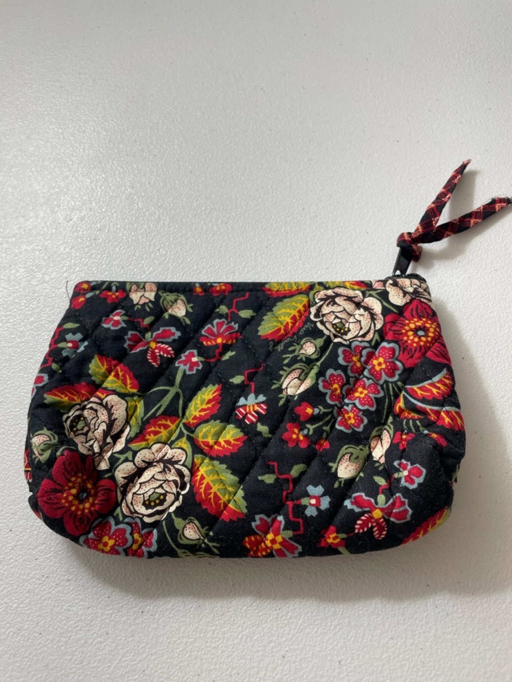 Vintage Vera Bradley Quilted Floral Coin Purse Zip Pouch Small Cosmetic Bag
